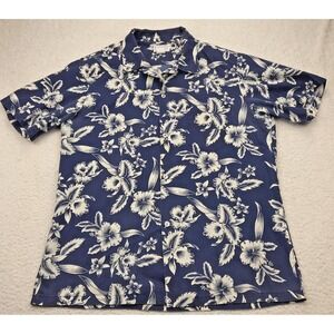 KY's International Hawaiian Shirt Mens L Floral Hibiscus‎ Aloha Camp MADE HAWAII